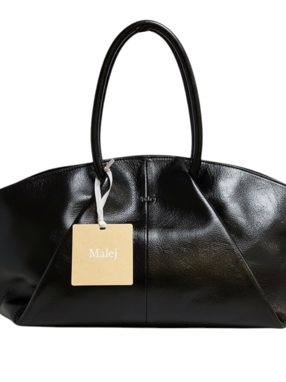 MALEJ BLACK TEXTURED PATENT LEATHER ASHIYA HANDBAG